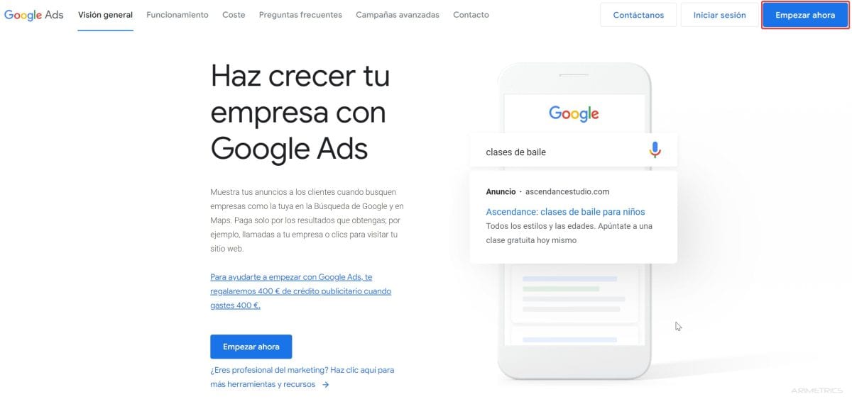 Crear cuenta en Google ads