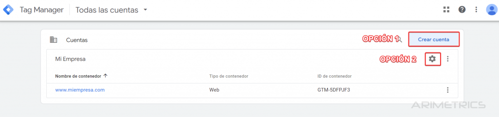 Cómo crear una cuenta / contenedor en Google Tag Manager 5