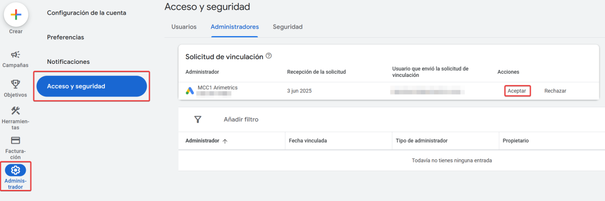 dar acceso google ads