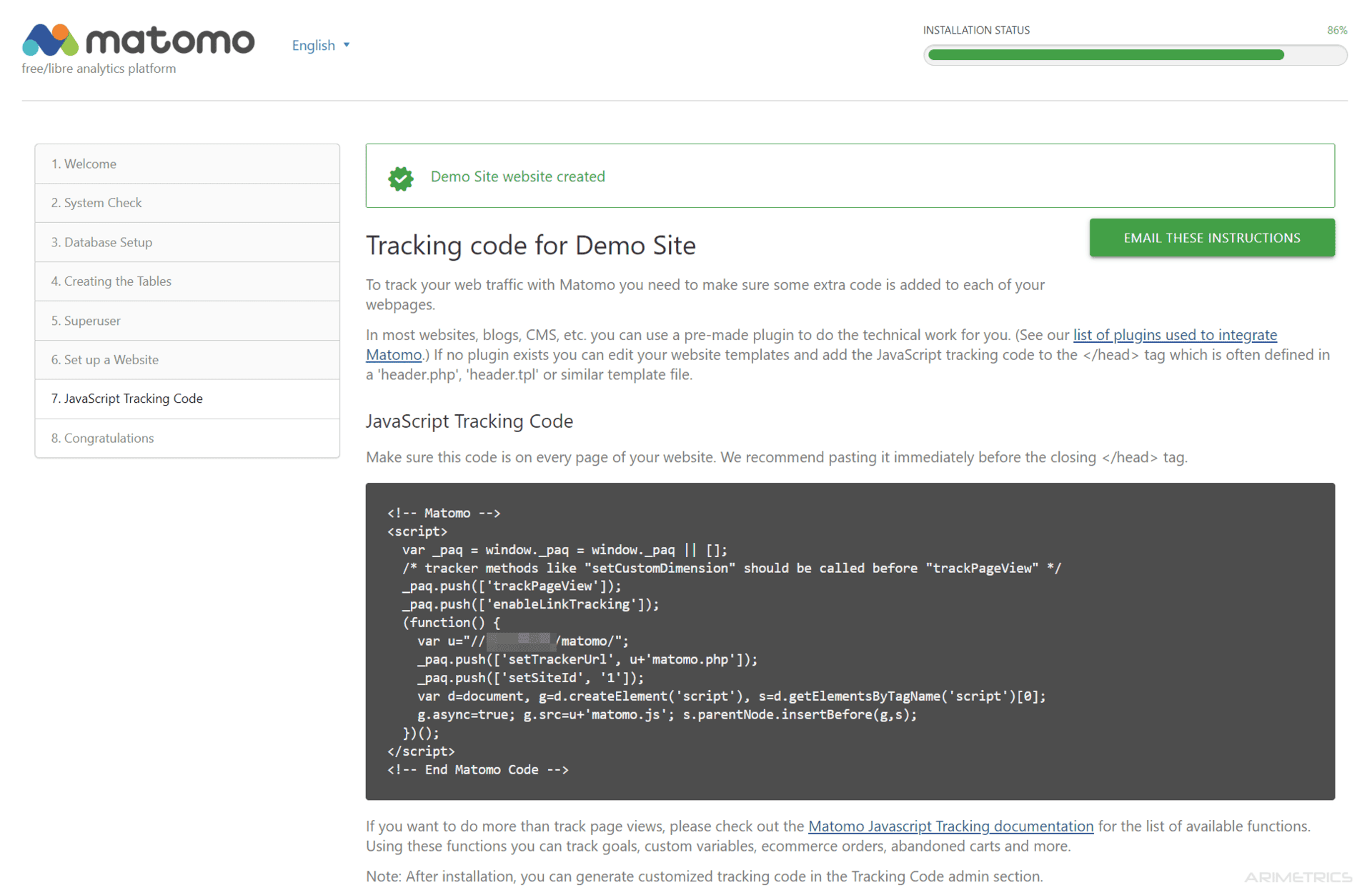 How to install Matomo - Arimetrics