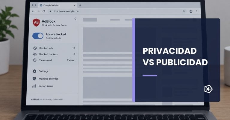 Interfaz de AdBlock con anuncios bloqueados en un navegador web