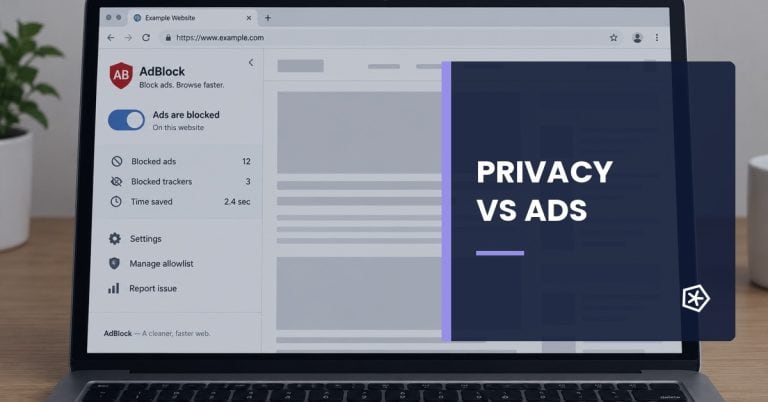 AdBlock interface showing blocked ads in a web browser