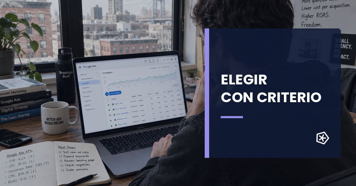 Profesional revisando campañas y resultados en la interfaz de Google Ads