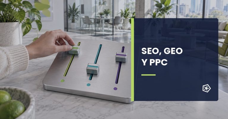 Tres controles de ajuste representan el reparto de inversión entre SEO, GEO y PPC