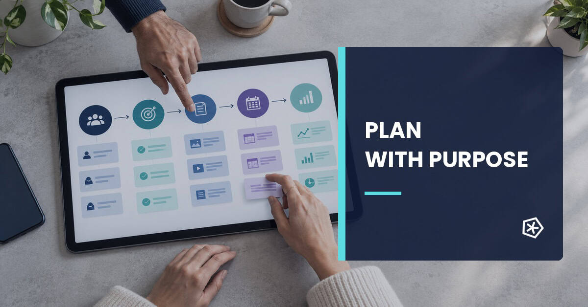 Social media strategy plan organised on a tablet