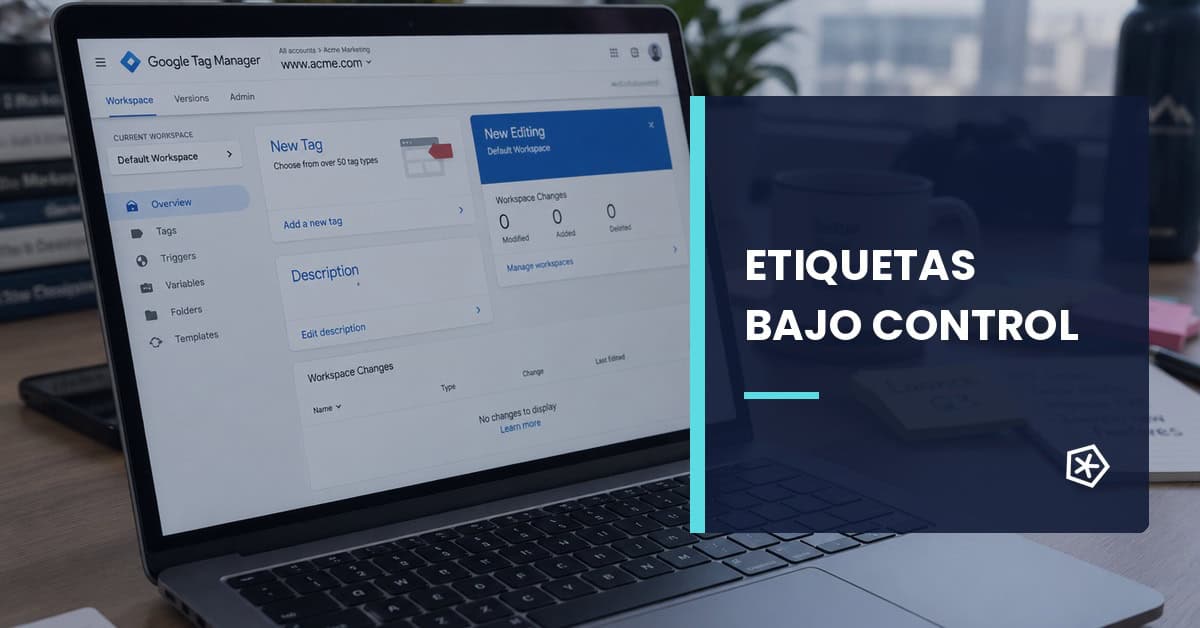 Interfaz de Google Tag Manager para gestionar etiquetas de marketing online
